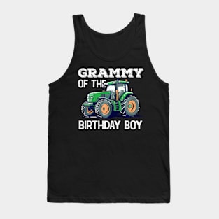 Grammy Of The Birthday Boy Trucks Tractors Farm Bday Kids Tank Top